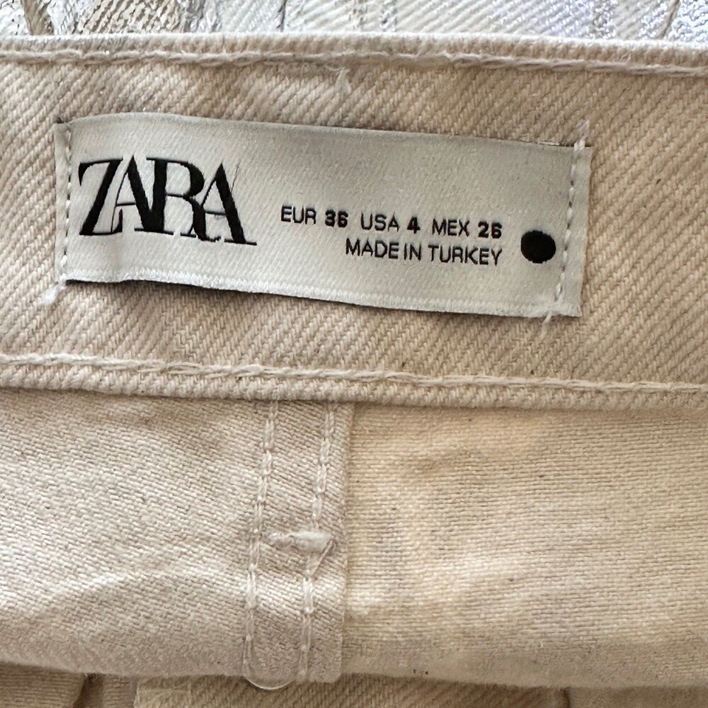 Zara mid rise boyfriend jeans metallic silver jeans size 4 NWOT - Picture 4 of 12